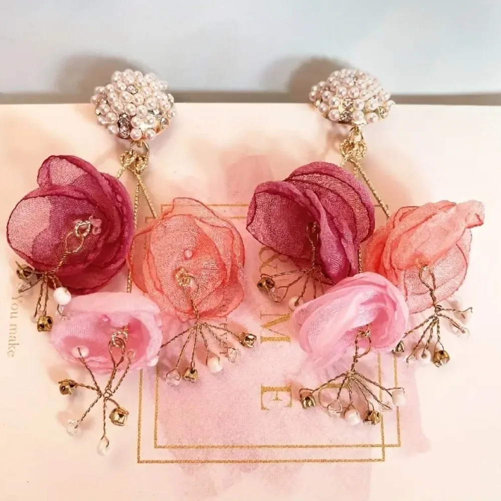 ✨Anthropologie Eveline Pink Floral Earrings